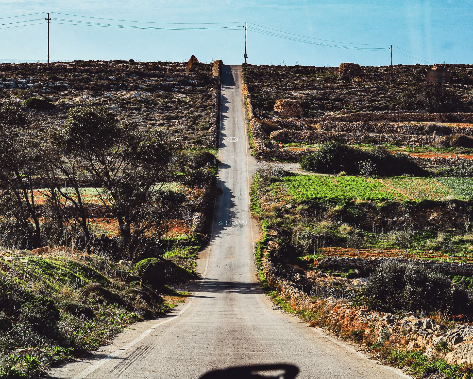 An empty road across the island, Gozo, Malta
