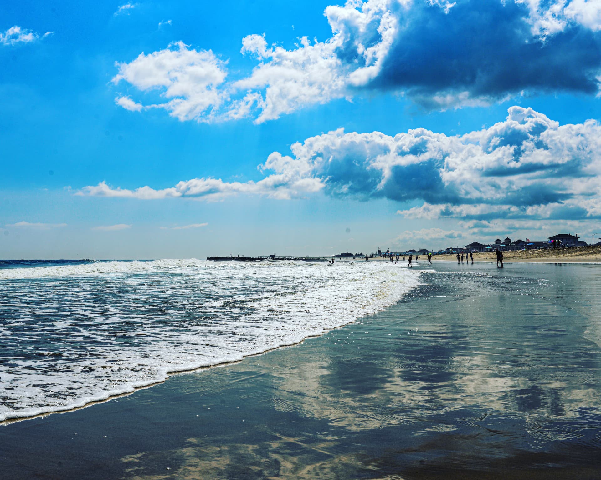 Big sky over the surf line, Jersey Shore, USA